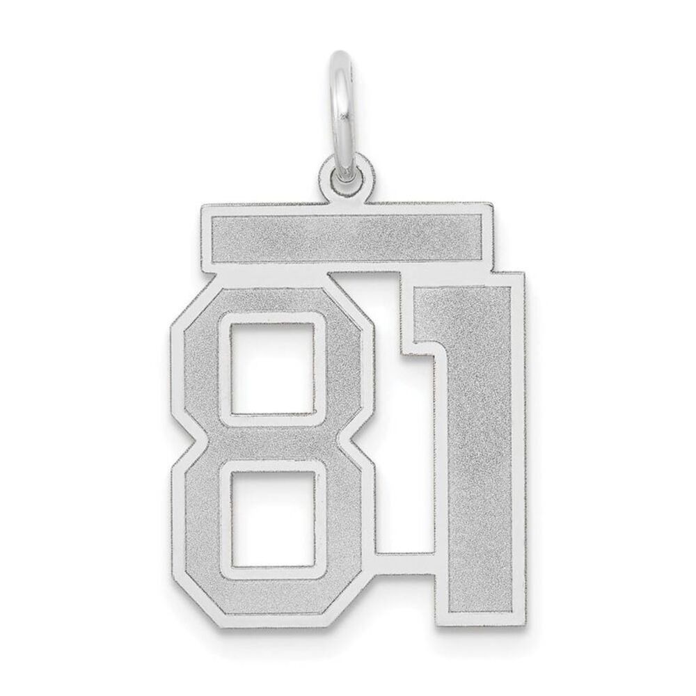 14k White Gold, Jersey Collection, Medium Number 81 Pendant